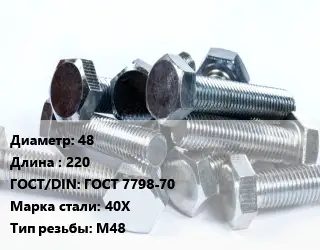 Болт 48х220 ГОСТ 7798-70 Сталь: 40Х М48